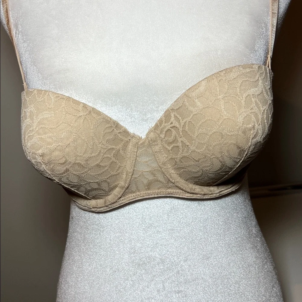 Maidenform Lace Underwire Balconette Bra - Beige Size B36  Convertible multi-way